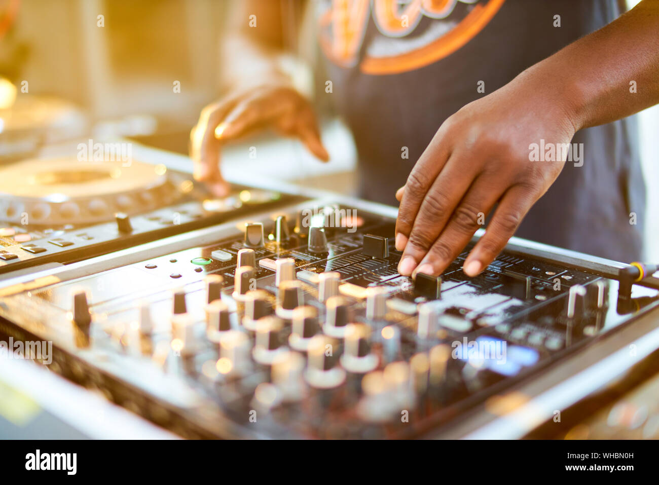 Close-up Of The Hand Of A Dj Stock Photo