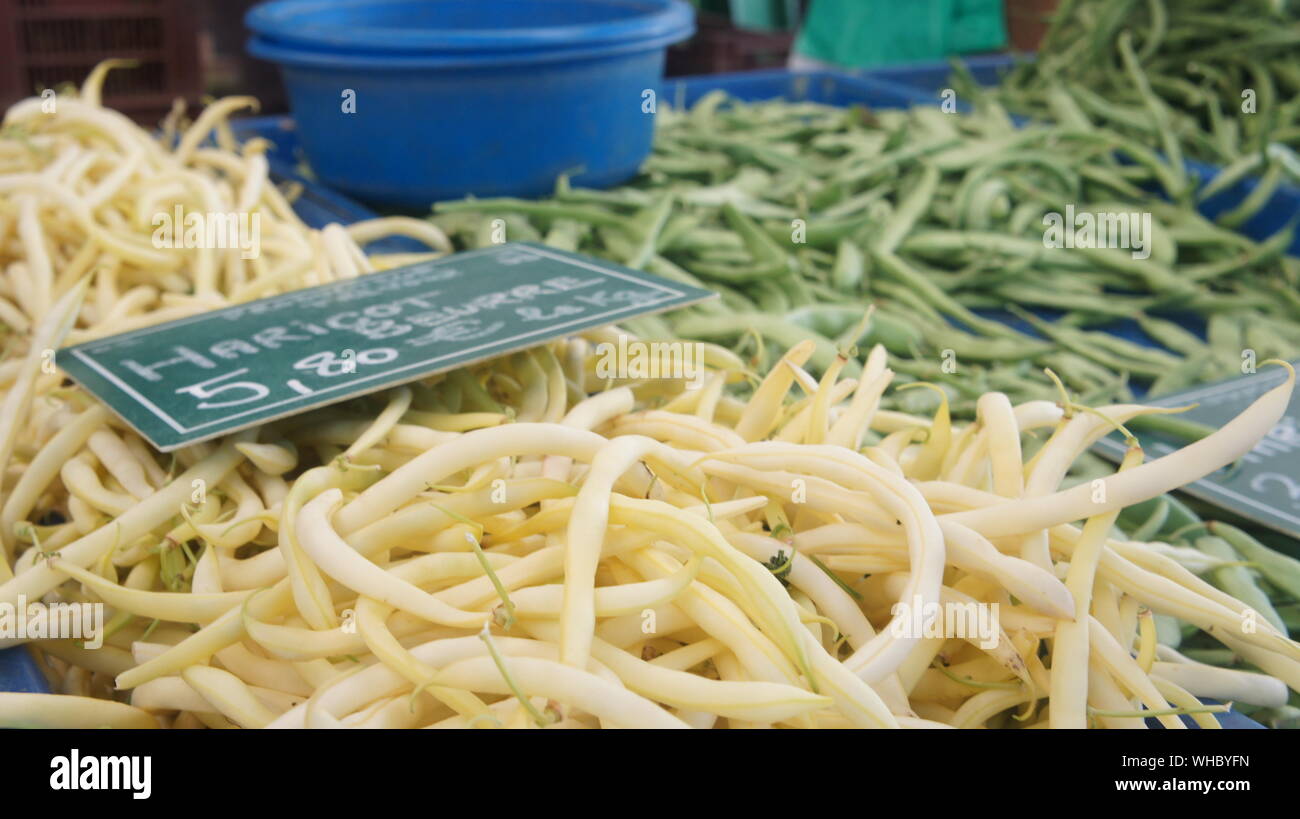 Wax Beans For Sale At Market Stock Photo