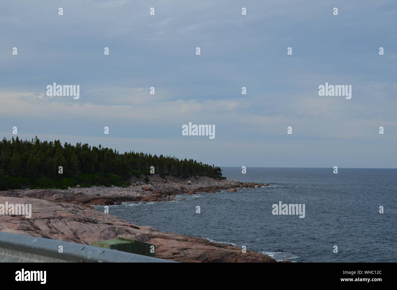 Summertime in Nova Scotia: Looking North Along the Cape Breton Island Coast Near Ingonish Stock Photo