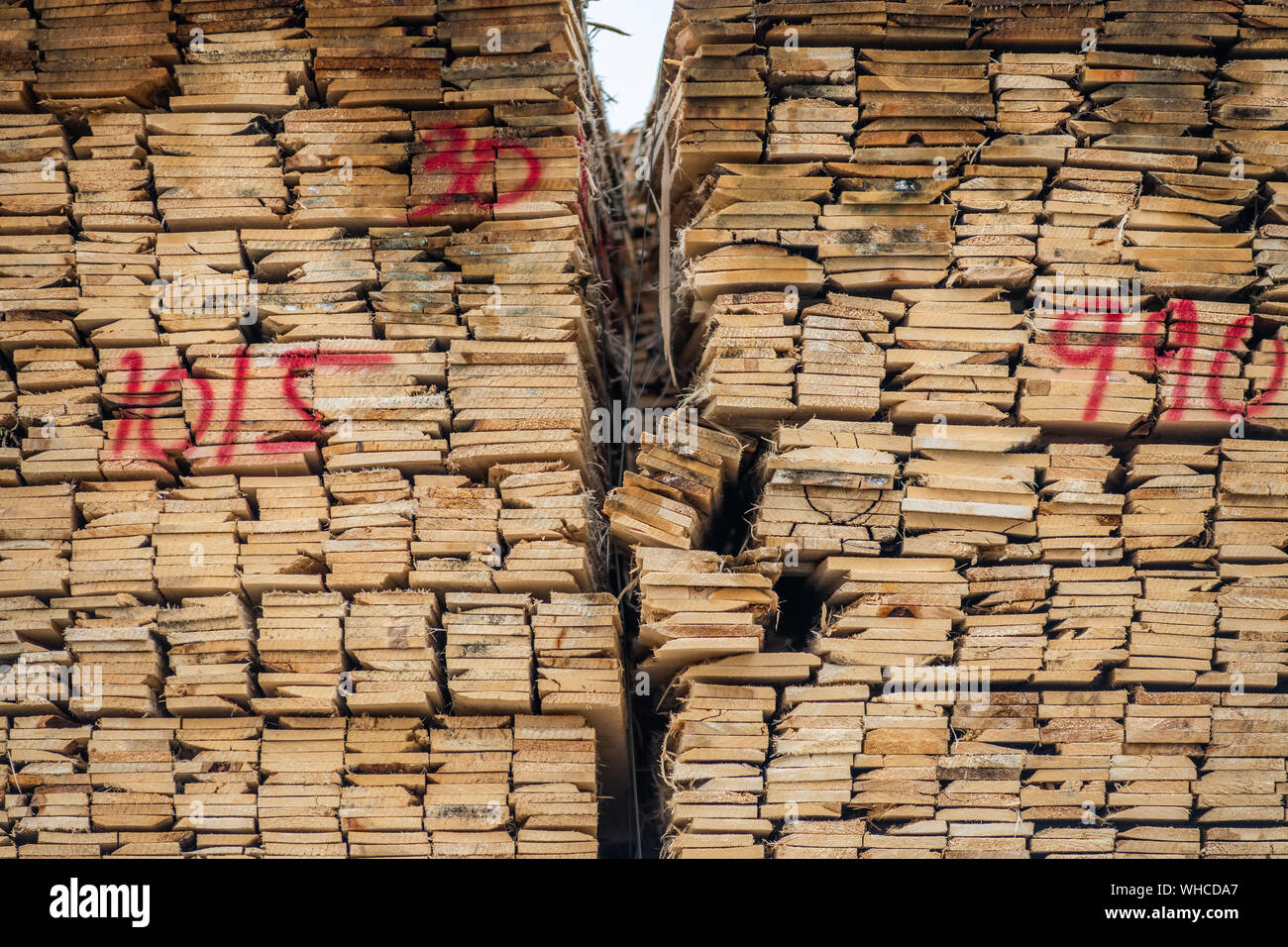 Abstract pile of lumber Stock Photo