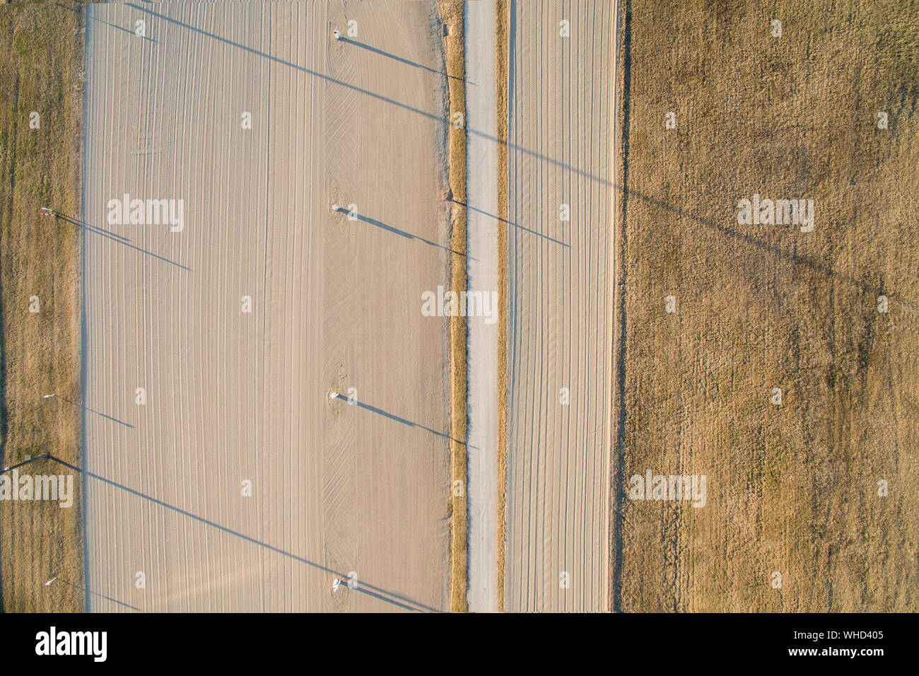 Aerial View Of Horseracing Track On Sunny Day Stock Photo