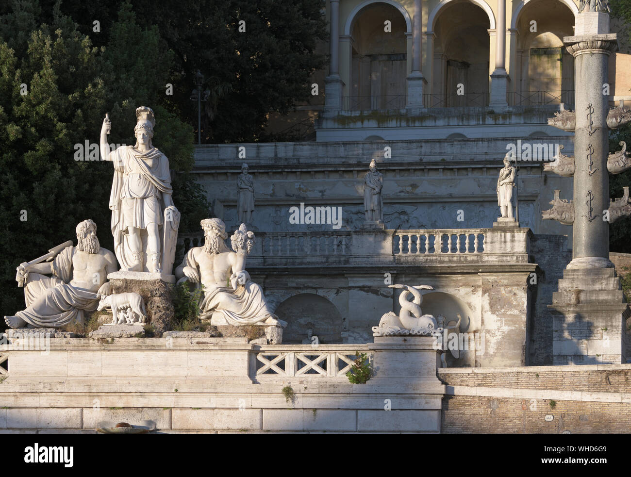 Fountain of the goddess of Rome, Rome, Italy. Eastern side of Popolo square Stock Photo
