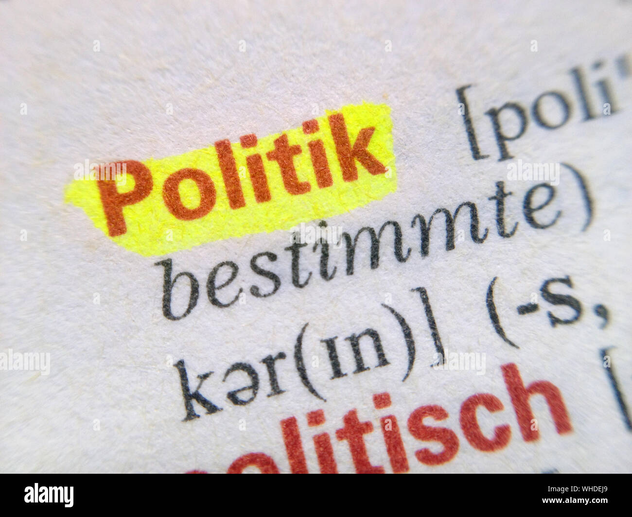 Close-up Of Politik Text In Dictionary Stock Photo