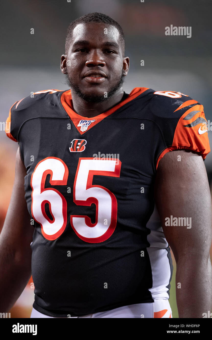 Cincinnati Bengals offensive tackle Justin Evans (65) after an NFL