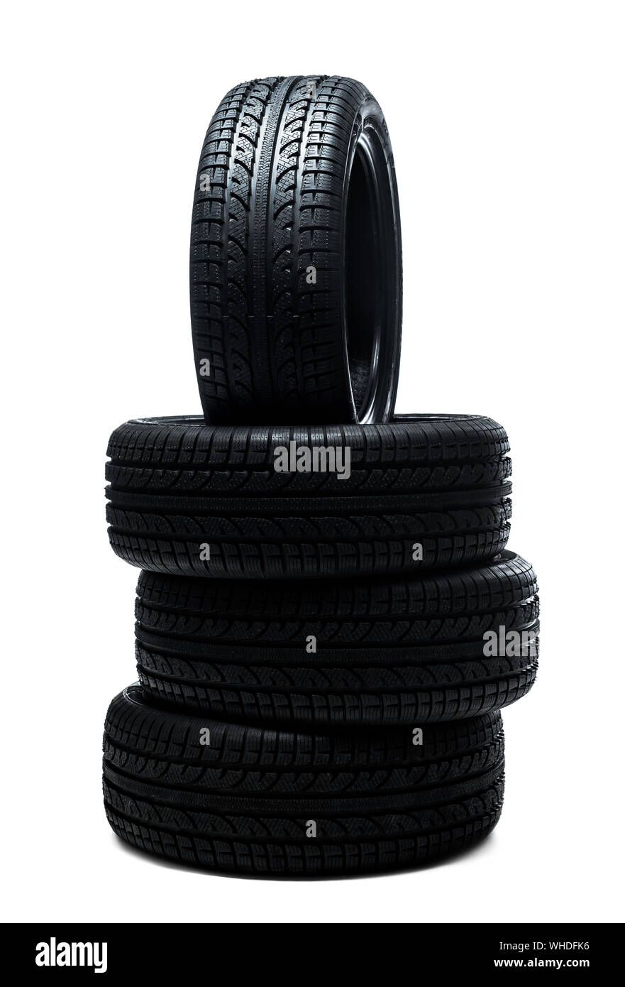 Stack Of Tires On White Background Stock Photo - Alamy