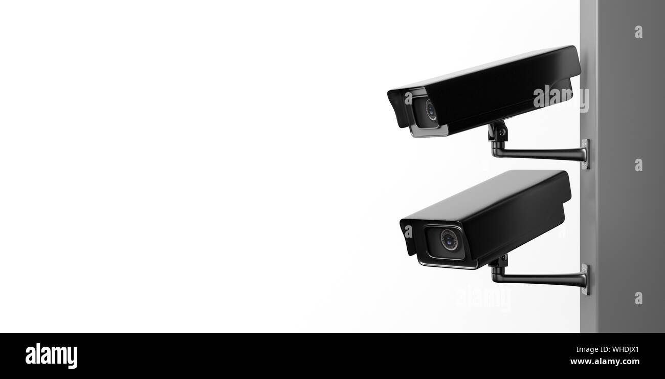 Surveillance cameras. CCTV Security cam isolated cutout against white