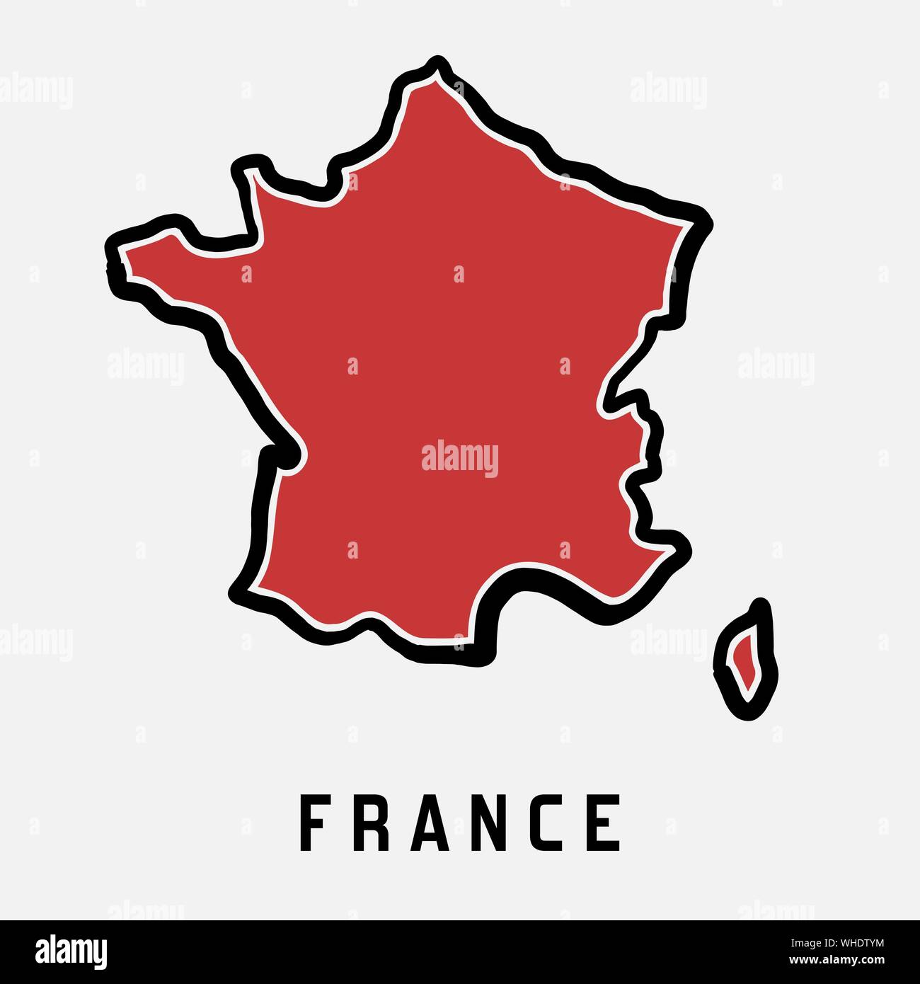 France simple map outline - simplified country shape map vector. Stock Vector