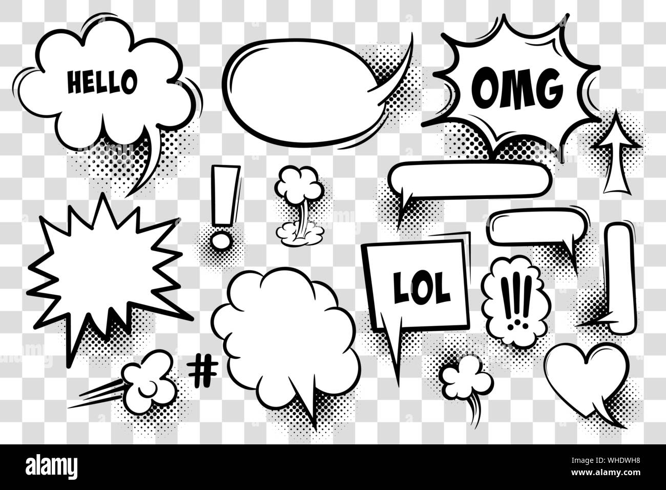 Comic bubble retro text Black and White Stock Photos & Images - Alamy