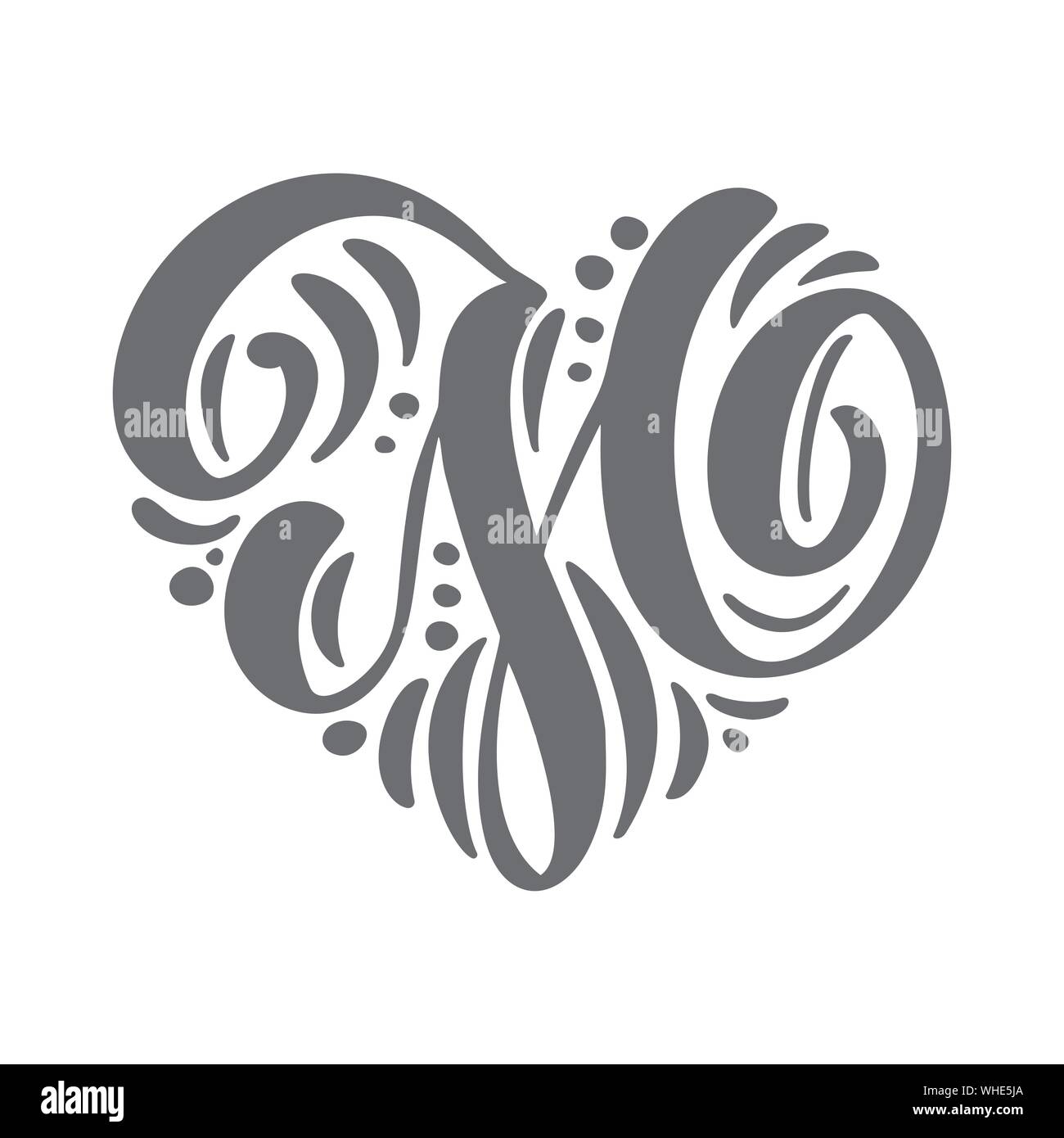 Heart love vector Hand Drawn calligraphic scandinavian floral M logo.  Uppercase Hand Lettering Letter H with curl. Wedding Floral Design Stock  Vector Image & Art - Alamy