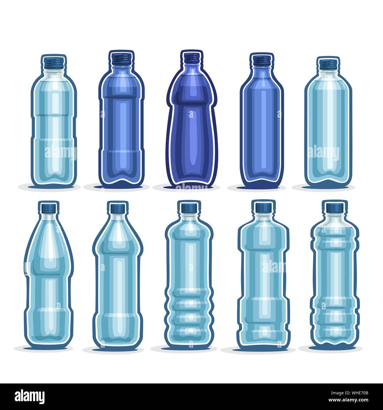 Vector Set of blue Plastic Bottles with cap for mineral Water ...