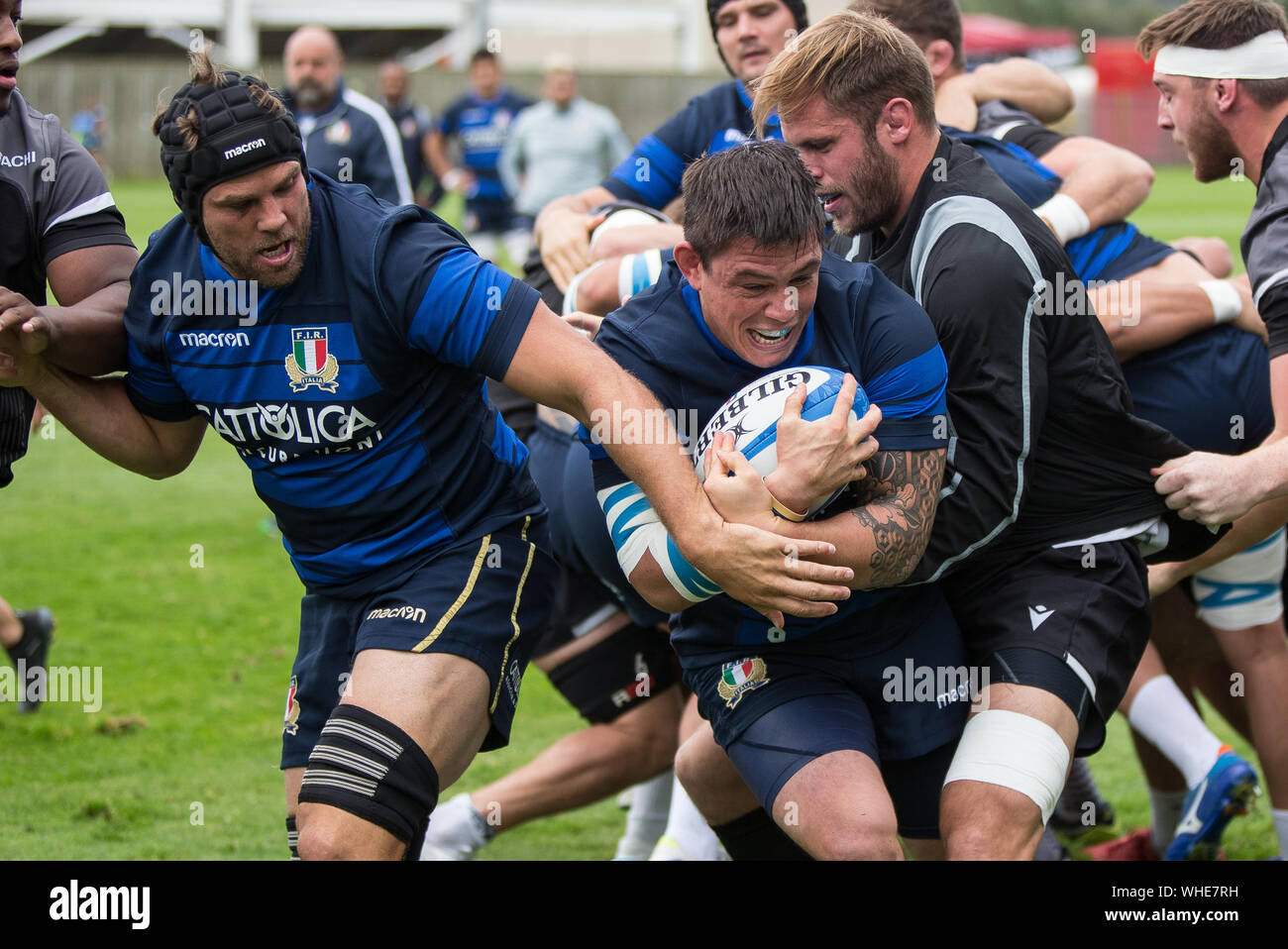 Newcastle, UK. 02nd Sep, 2019. NEWCASTLE UPON TYNE, ENGLAND SEPT 2ND Will Welch of Necastle Falcons in action with the Italian forwards during their training session at Kingston Park, Newcastle on Monday 2nd September 2019. (Credit: Chris Lishman | MI News) Credit: MI News & Sport /Alamy Live News Stock Photo