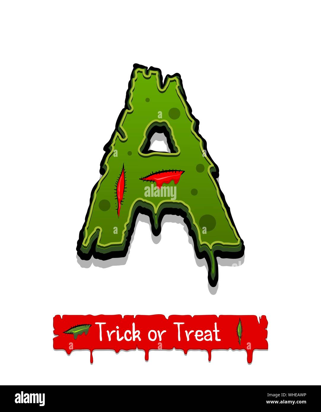 Halloween green color comic horror zombie font Stock Vector Image & Art ...