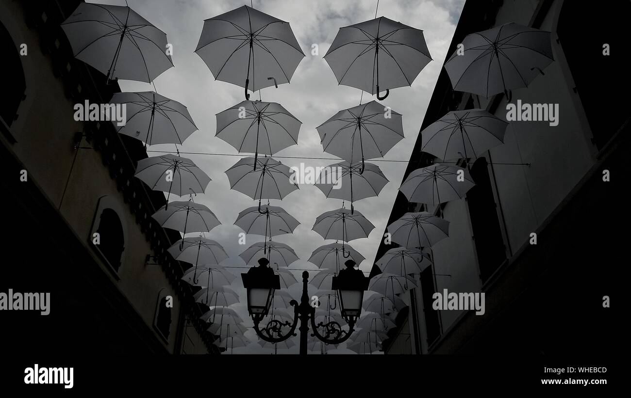 Umbrellas Hanging Over Street Stock Photo Alamy