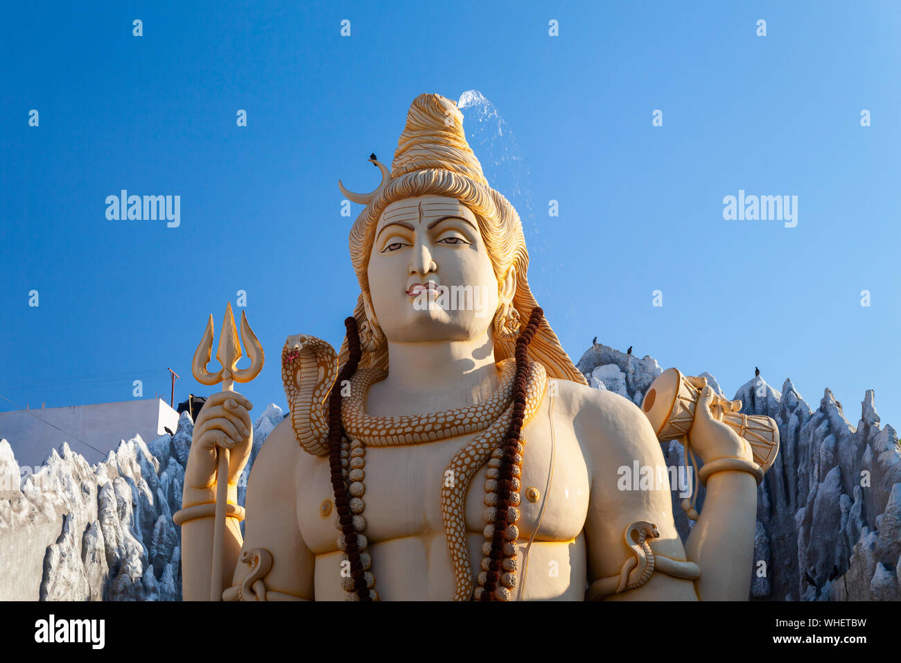 Lord Shiva statue at the Shivoham Shiva Temple, located in Bangalore city in Karnataka, India Stock Photo