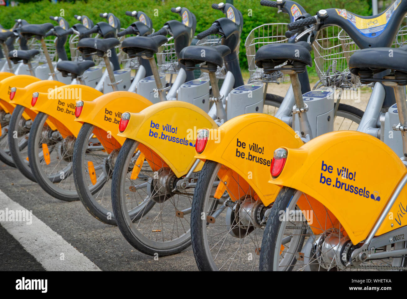 Brussels Villo rental bikes, Brussels, Belgium. Stock Photo