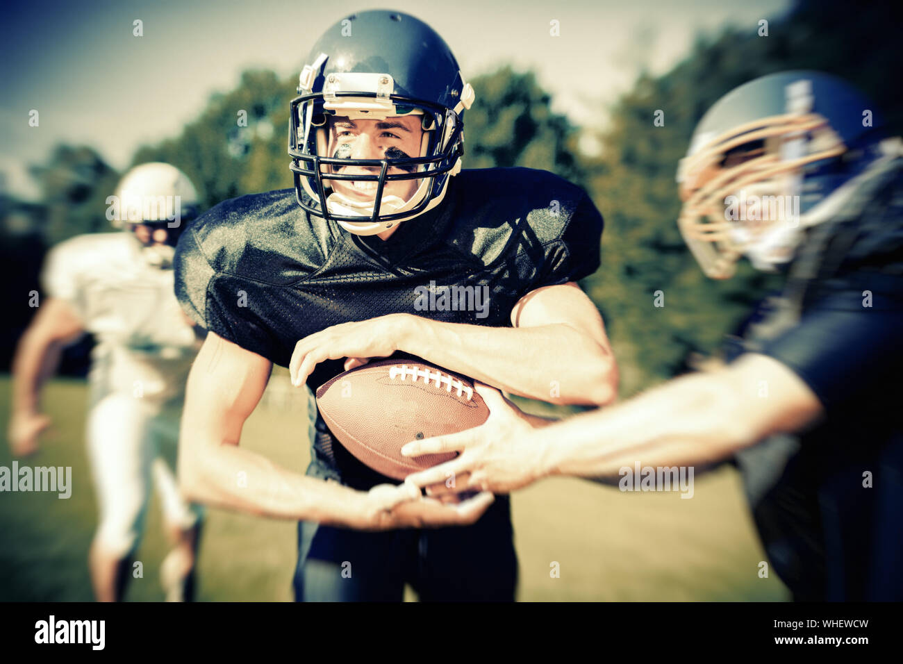 Close Up Of American Football Players Stock Photo Alamy