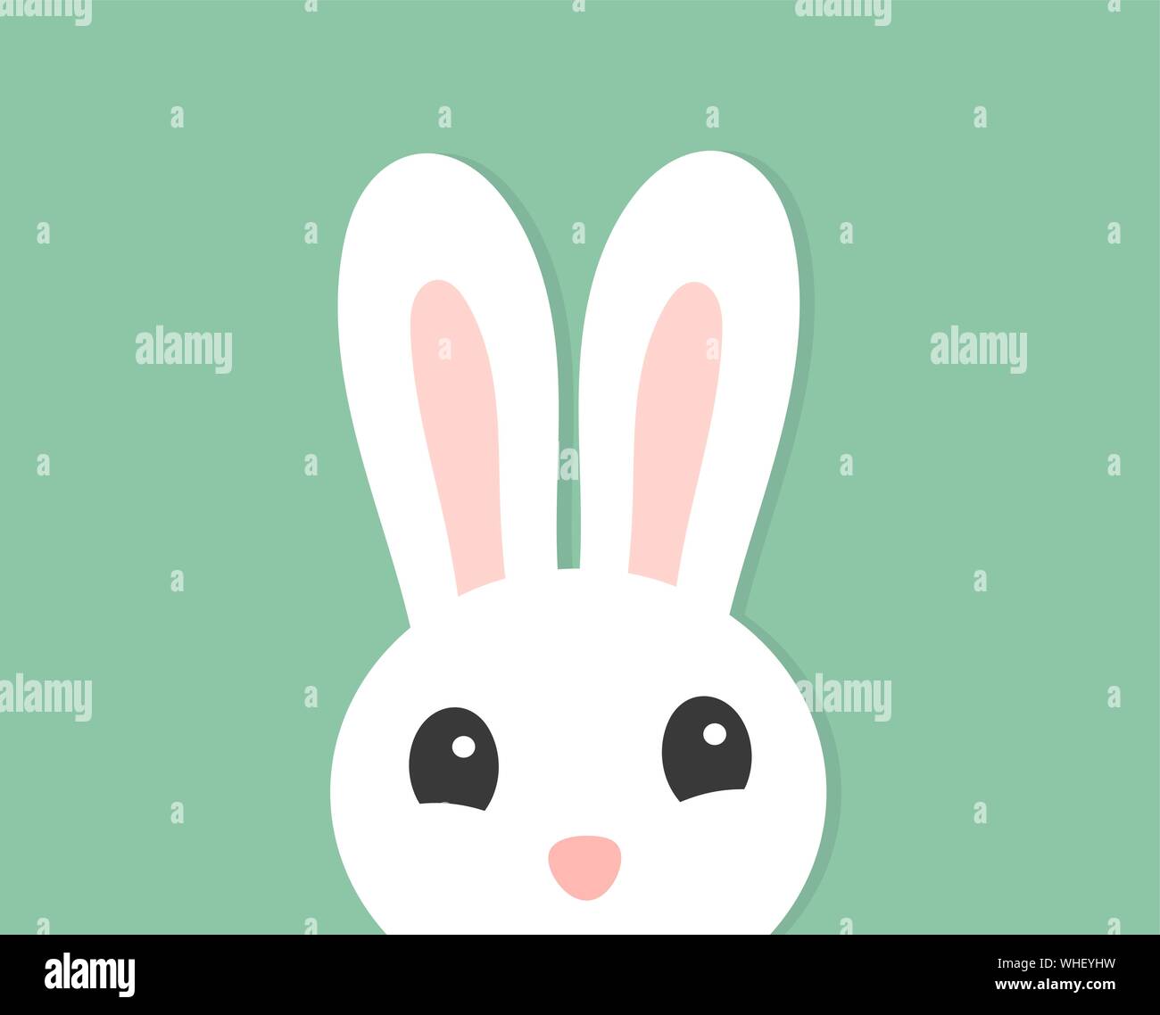 White cute Easter bunny ears and face. Vector illustration Stock Vector ...