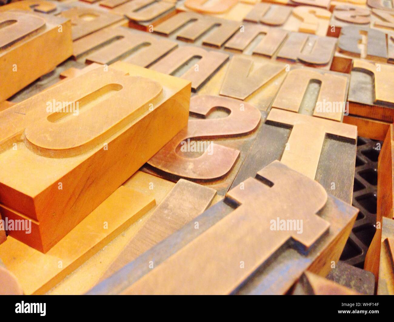 High Angle View Of Wooden Letters Stock Photo