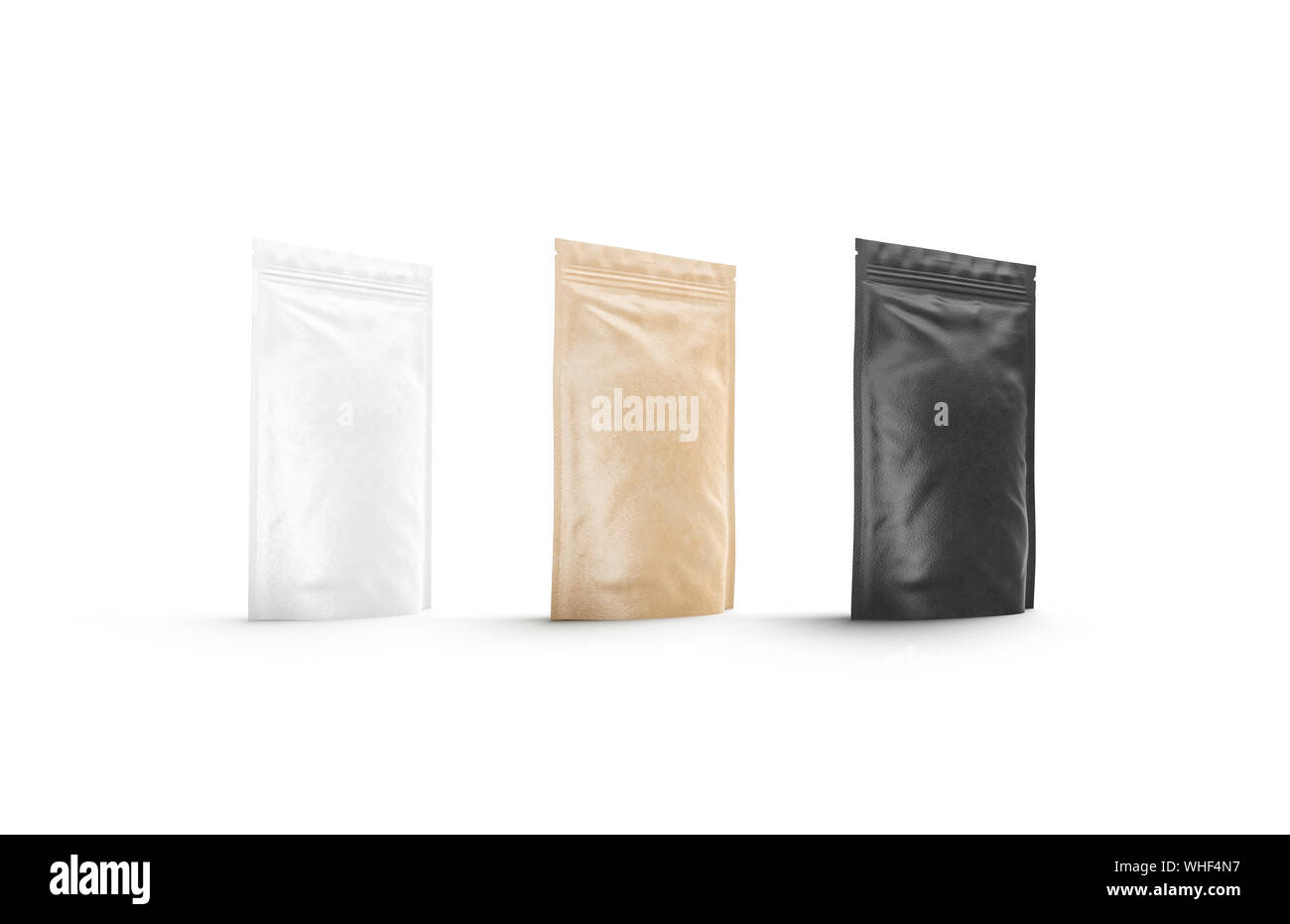 Download Blank Black White And Craft Doy Pack Mockup Standing Isolated Stock Photo Alamy