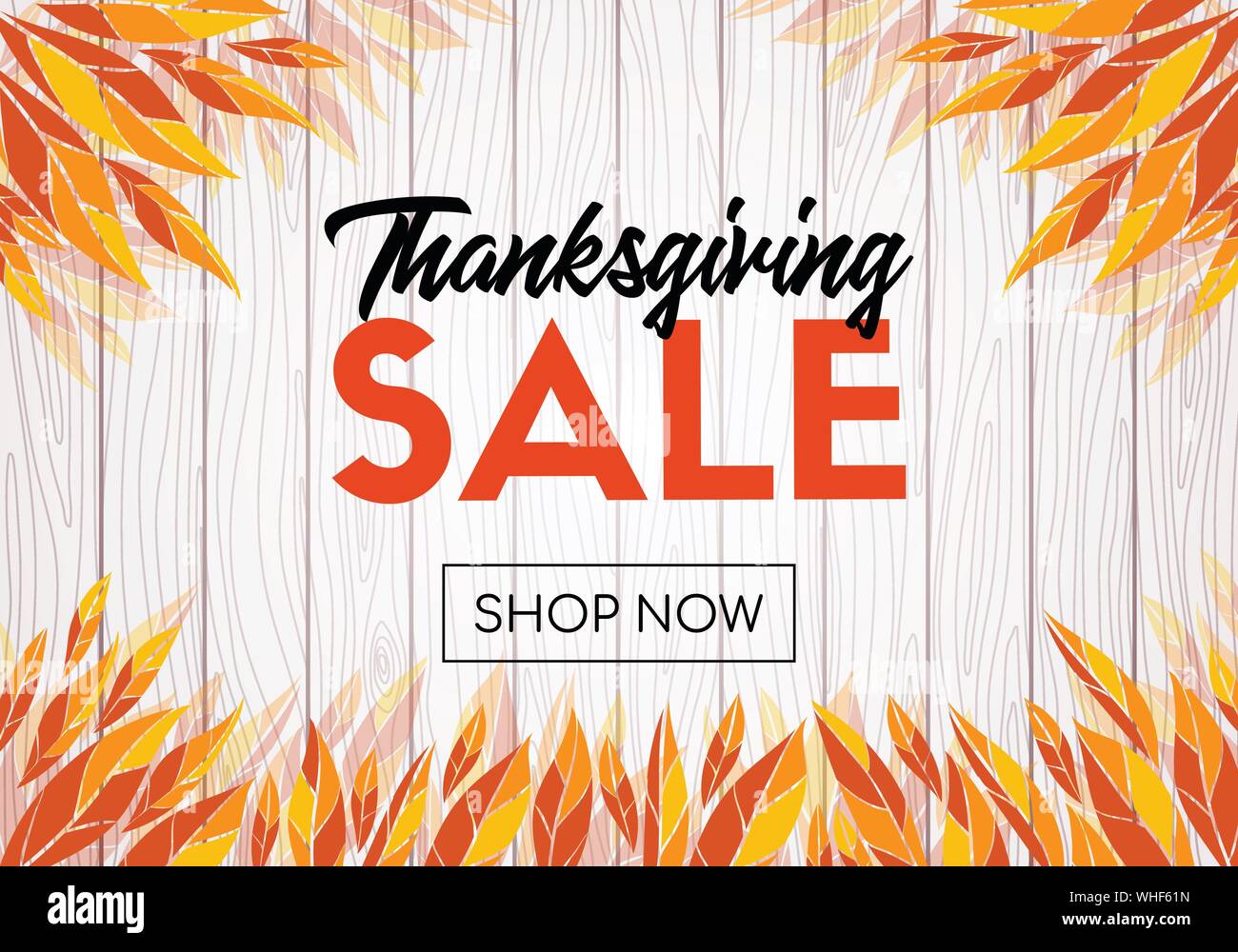 Thanksgiving sale vector template design. Shop now web banner Stock Vector