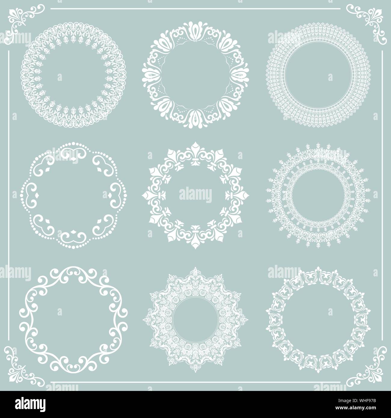 Vintage Set of Vector Round Elements Stock Vector Image & Art - Alamy