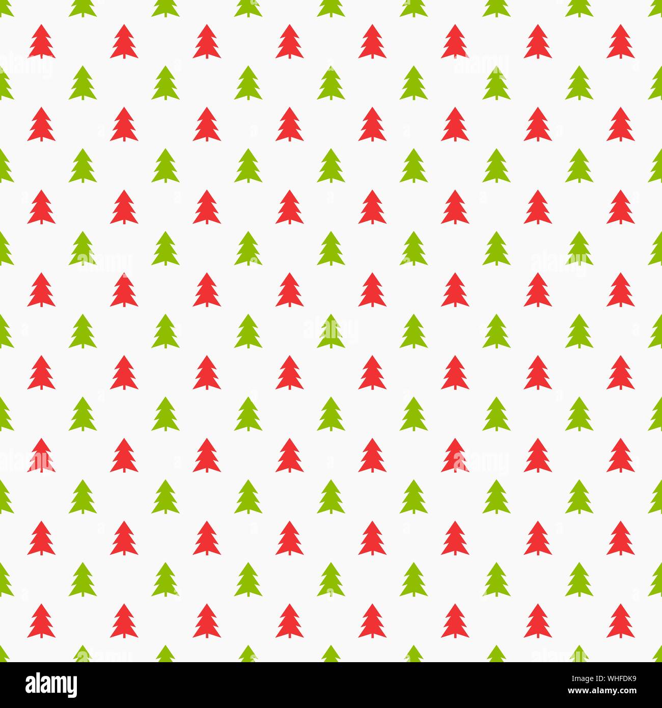 Red and green Christmas trees seamless pattern. Vector illustration ...
