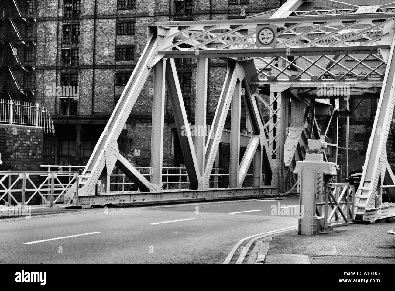 Metal Bridge By Building In City Stock Photo Alamy