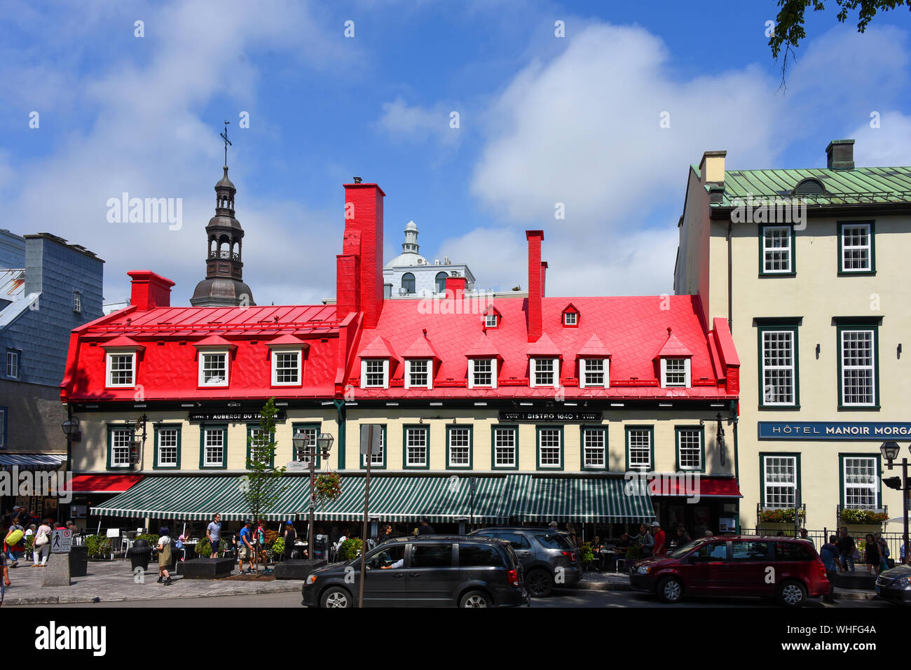 Quebec City, Canada - April, 12, 2019: Historic building that in 1740 became the housing for the French regime stationed in what was New France. It no Stock Photo