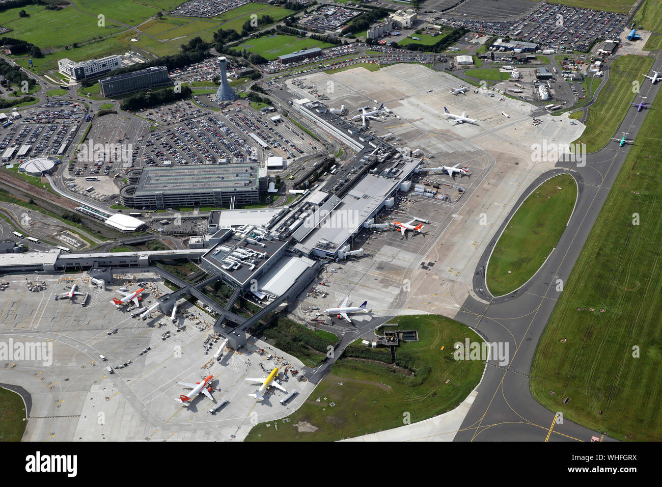Edinburgh airport from the air Stock Photo