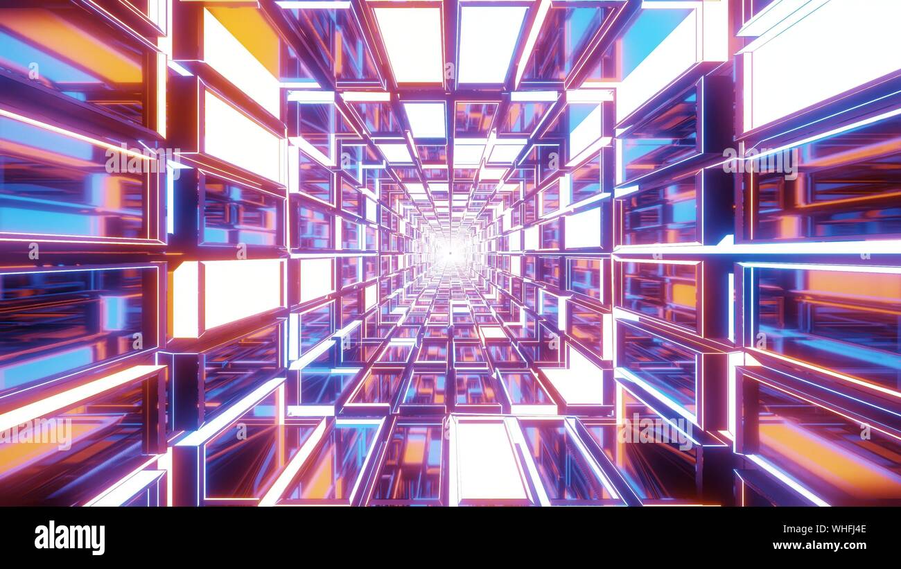 abstract glass tunnel with glowing colors background wallpaper 3d ...