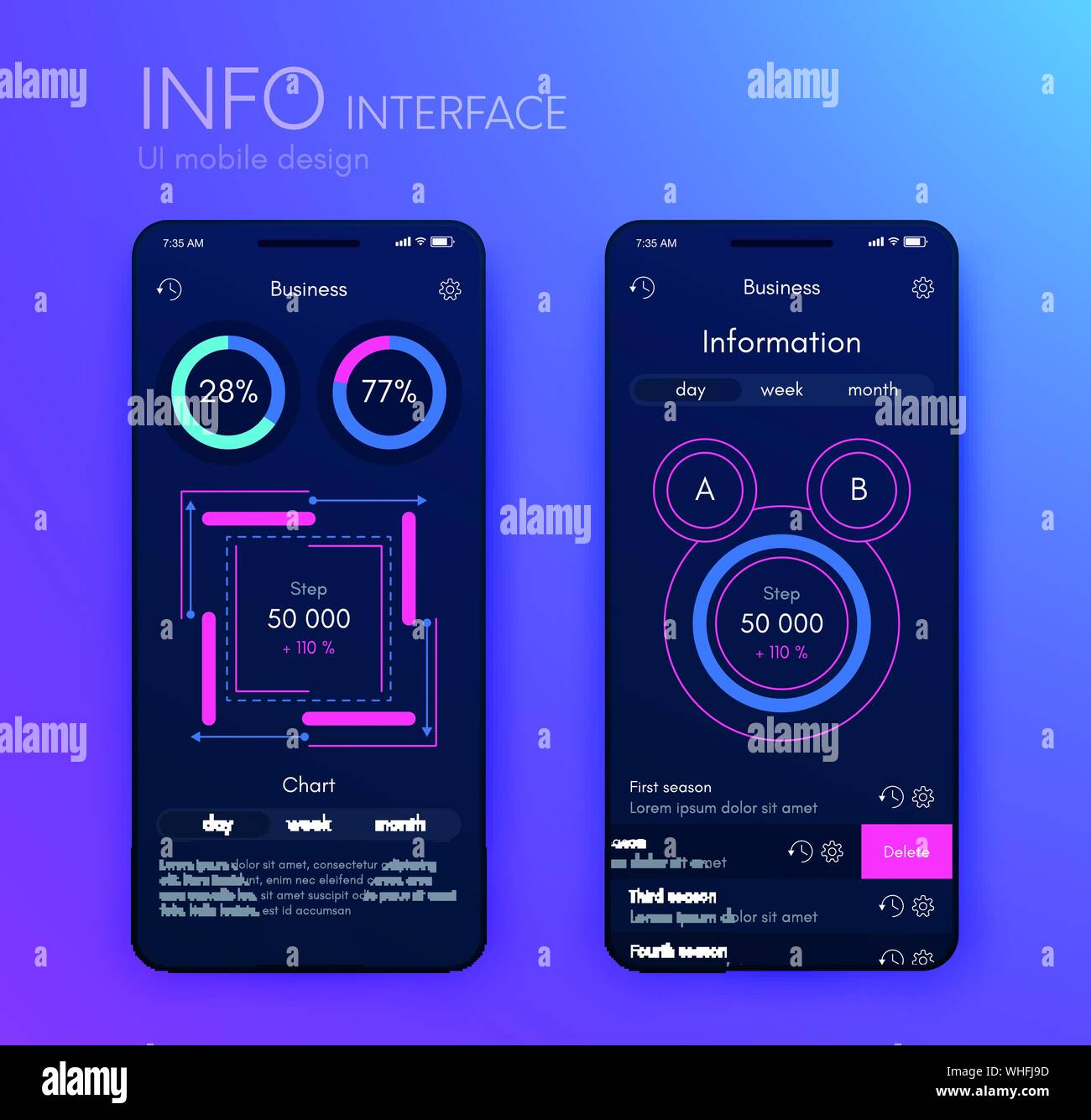 Mobile application interface. Ui design, vector illustration Stock ...