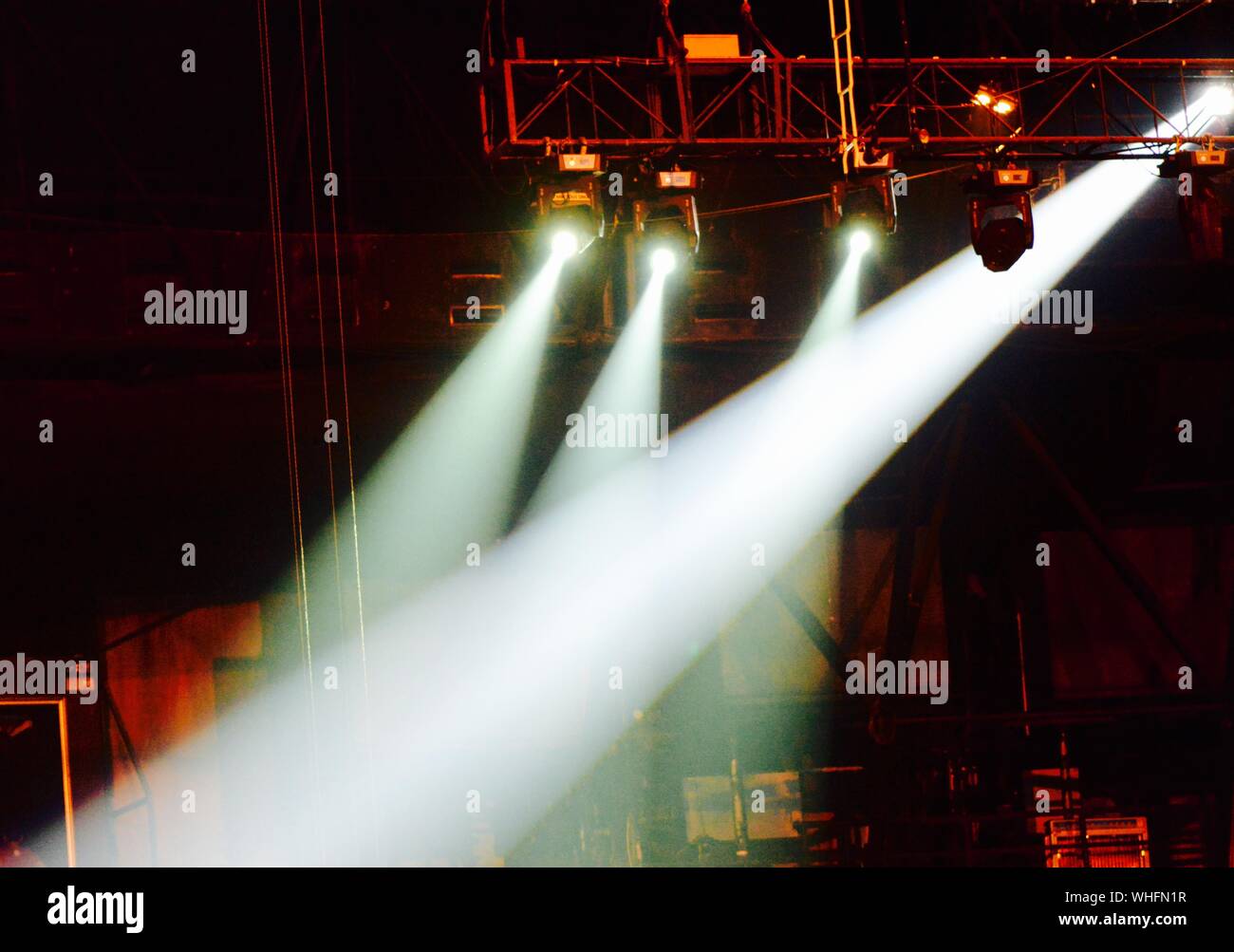 View Of Stage Lights Shining Stock Photo Alamy