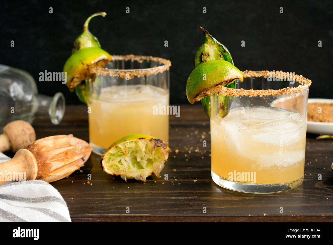 Charred Lime & Jalapeño Margaritas Stock Photo - Alamy