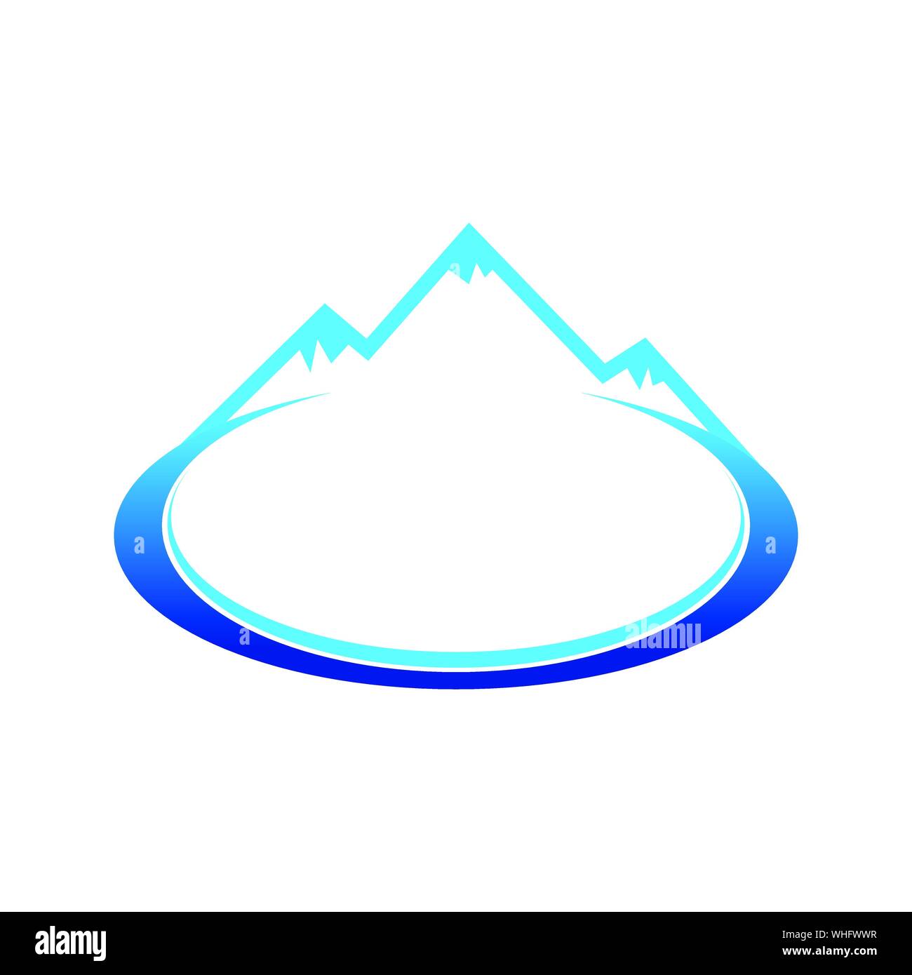 Ice Blue Mountain Landscape Oval Vector Symbol Graphic Logo Design