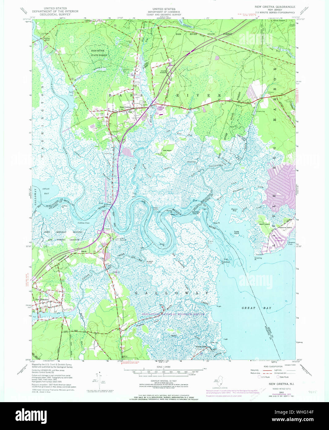 USGS TOPO Map New Jersey NJ Toms - Usgs Topo Map New Jersey Nj New Gretna 254632 1951 24000 Restoration WHG14F