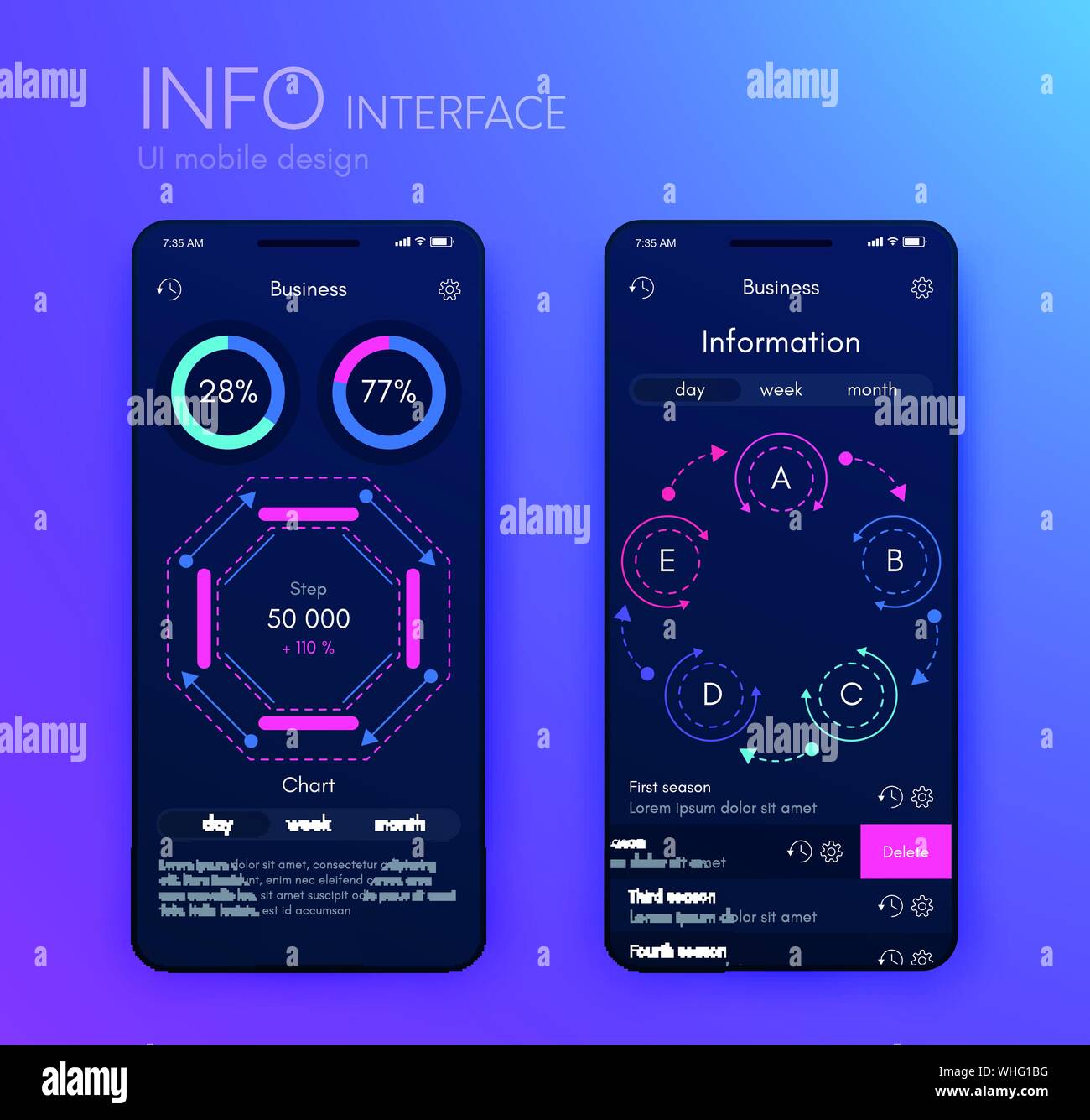 Mobile application interface. Ui design, vector illustration Stock ...