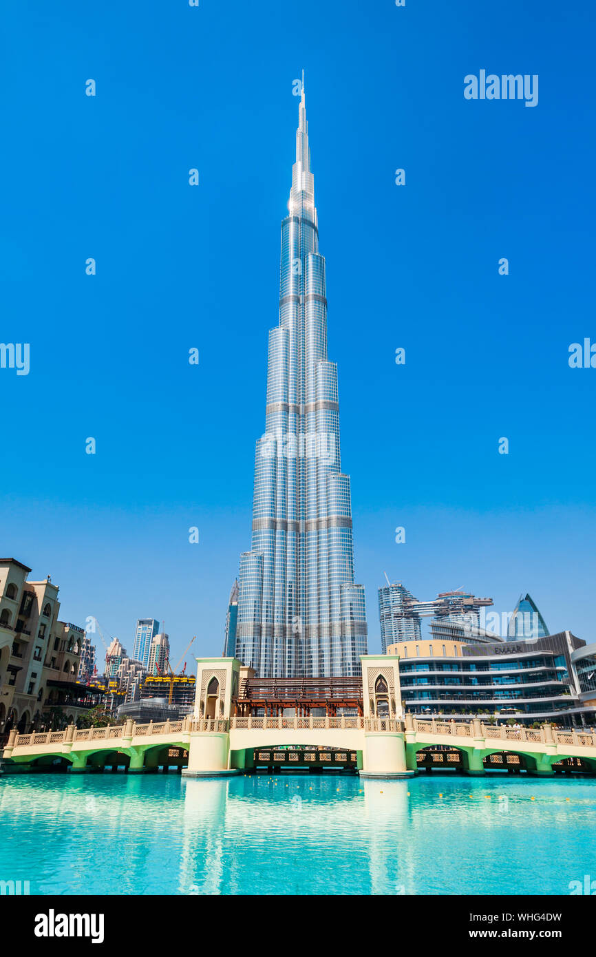 DUBAI, UAE FEBRUARY 26, 2019 Burj Khalifa or Khalifa Tower is a skyscraper and the tallest