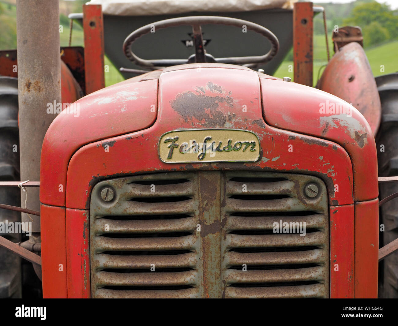 old red Massey Ferguson tractor at vintage vehicle show in Cumbria,England,UK Stock Photo