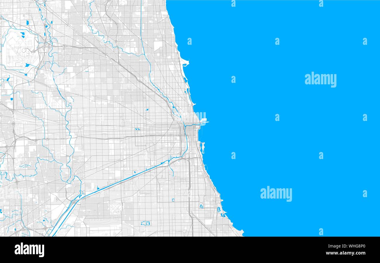 Rich detailed vector area map of Chicago, Illinois, U.S.A.. Map