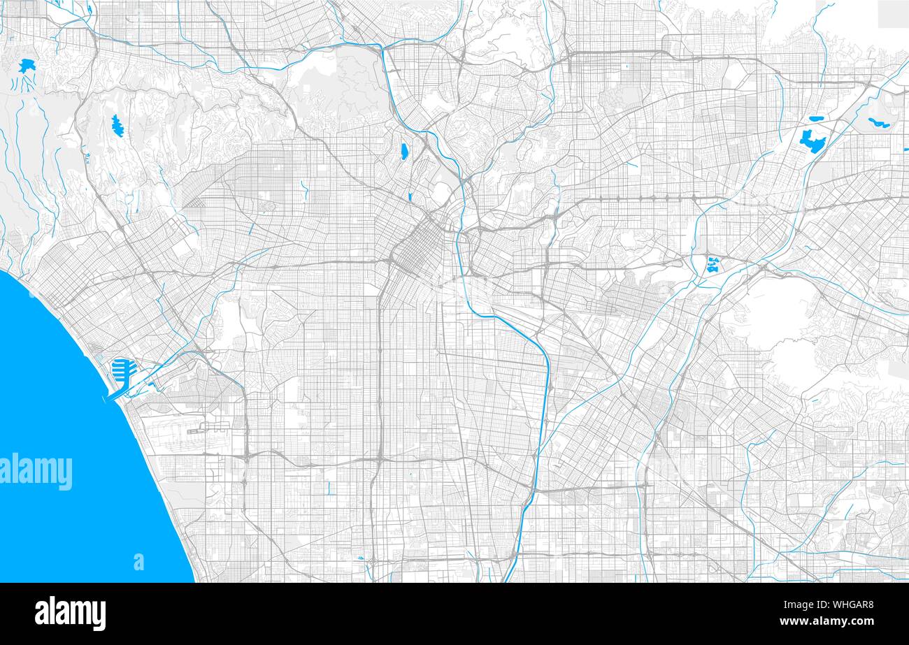 Rich detailed vector area map of Los Angeles, California, U.S.A.. Map ...