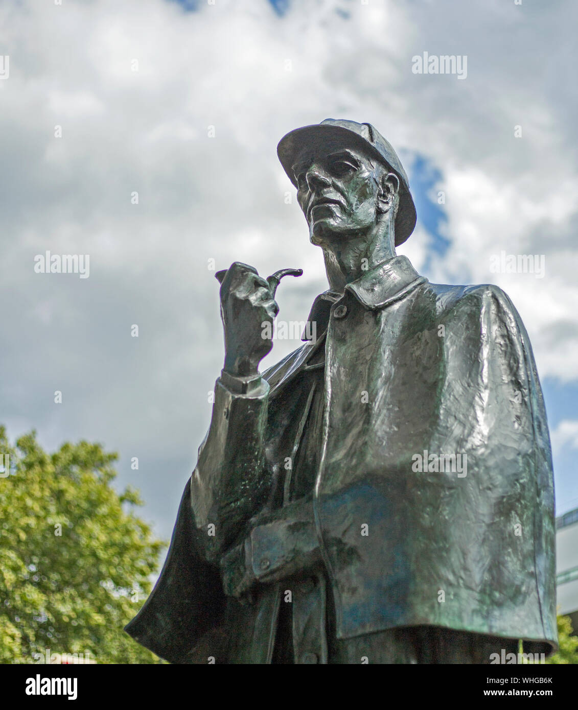 A statue of Detective Sherlock Holmes at Baker Street, London, England Stock Photo