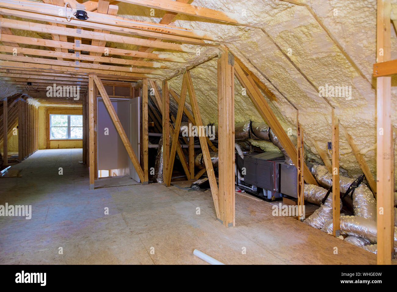 Foam Plastic Insulation Installed In The Sloping Attic Of A