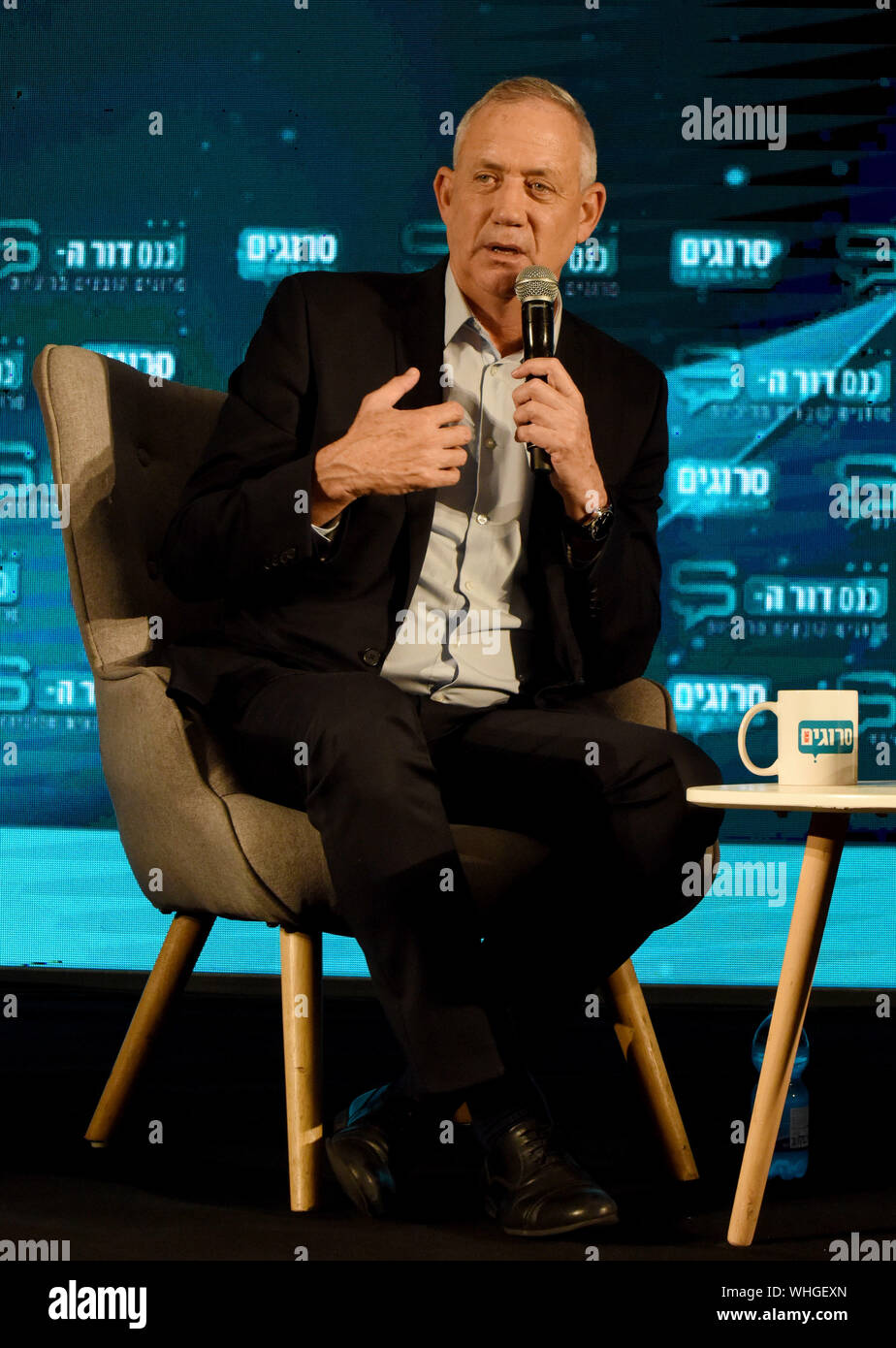 Jerusalem, Israel. 02nd Sep, 2019. Blue and White Chairman and candidate for Israeli Prime Minister, Benny Gantz speaks at a right-wing Religious Zionist Conference in Jerusalem, Monday, September 2, 2019. Israelis will return to the polls on September 17, for the second national election in 2019. Photo by Debbie Hill/UPI Credit: UPI/Alamy Live News Stock Photo