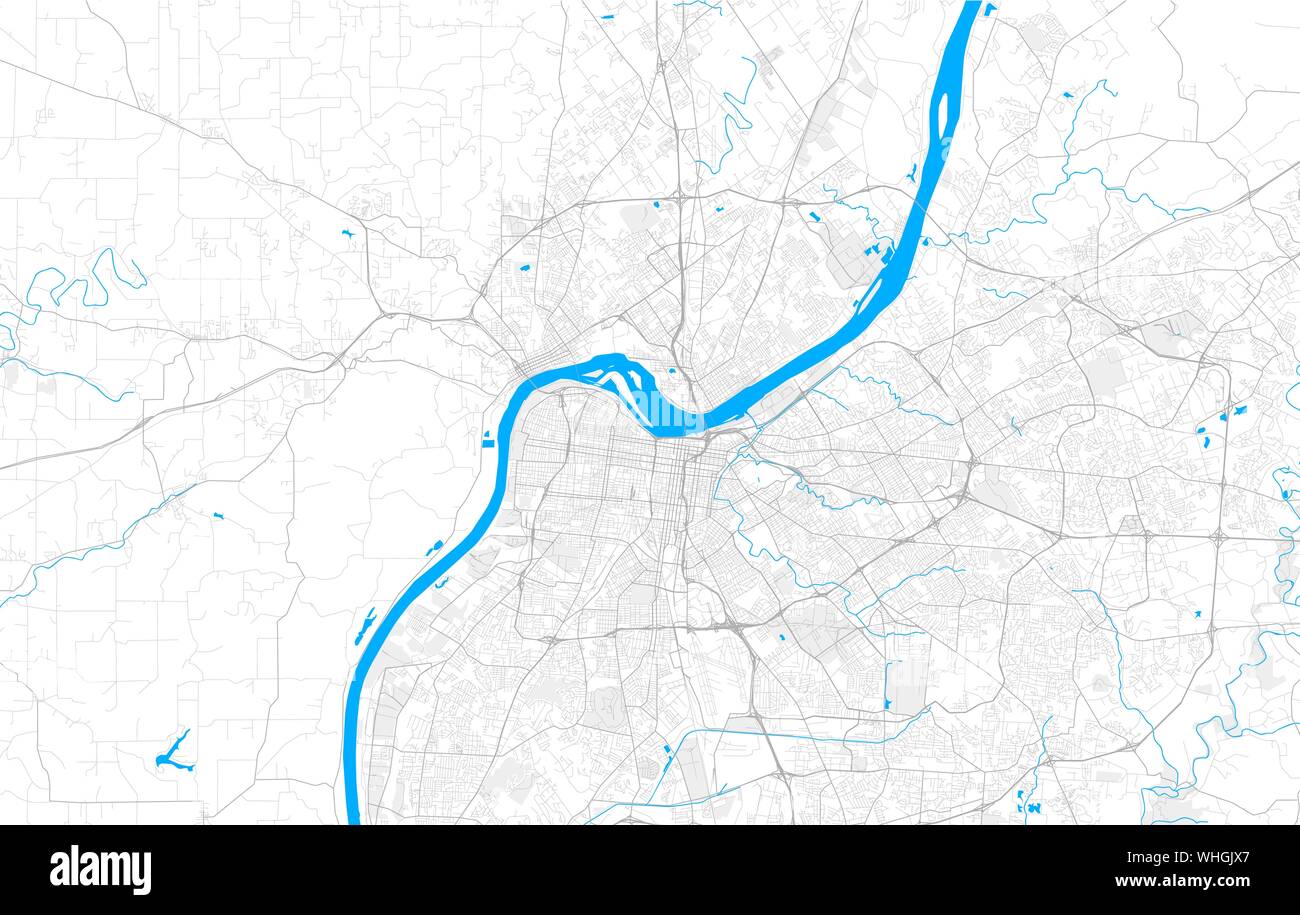 Rich detailed vector area map of Louisville, Kentucky, U.S.A.. Map template for home decor Stock