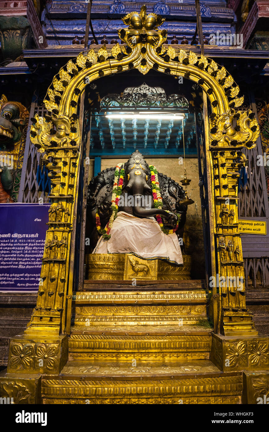 MADURAI, INDIA - MARCH 23, 2012: Ganesha murti inside Meenakshi Temple, a historic hindu temple in Madurai city in Tamil Nadu in India Stock Photo