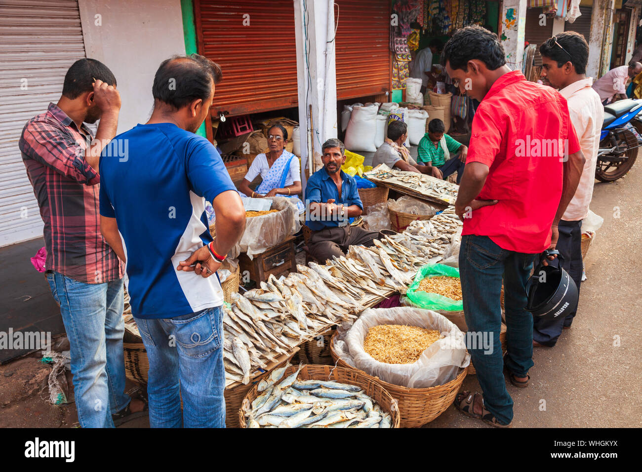 GOA, INDIA - APRIL 06, 2012: Fish and vegetables at the local market in India Stock Photo