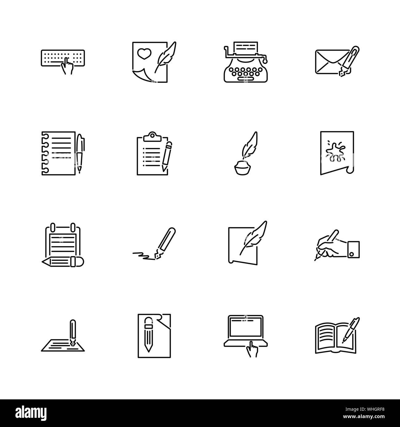 Writing, Write Poetry outline icons set - Black symbol on white background.  Writing, Write Poetry Simple Illustration Symbol - lined simplicity Sign  Stock Vector Image & Art - Alamy