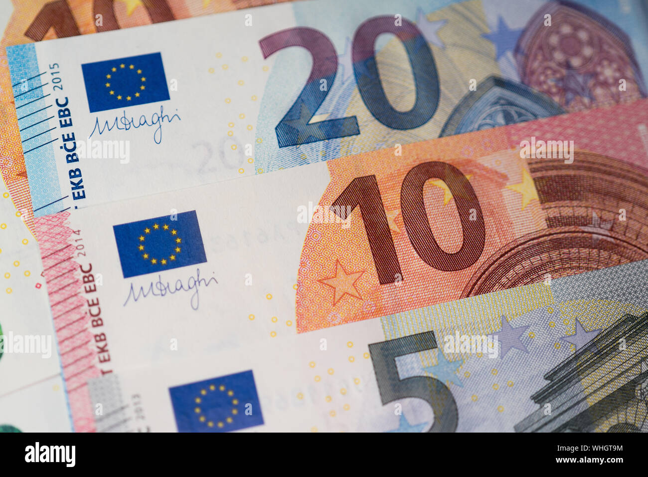 Close-up Of European Currency Stock Photo