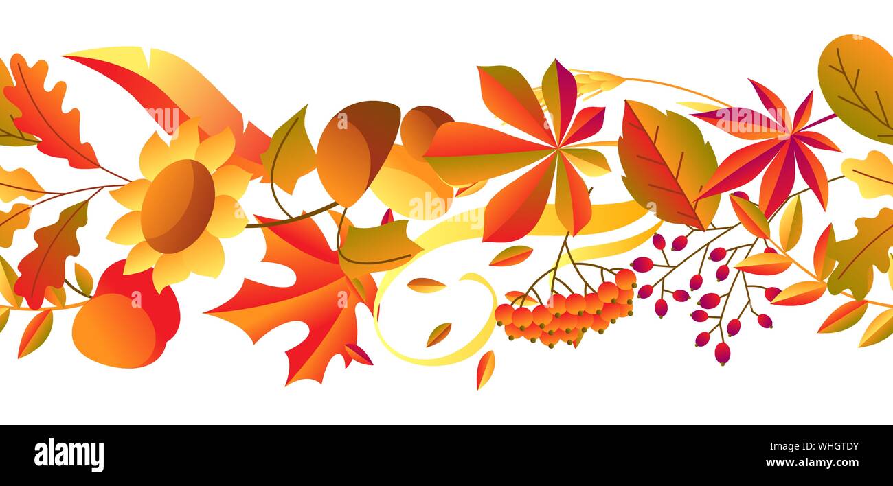 Seamless pattern with stylized autumn items. Stock Vector