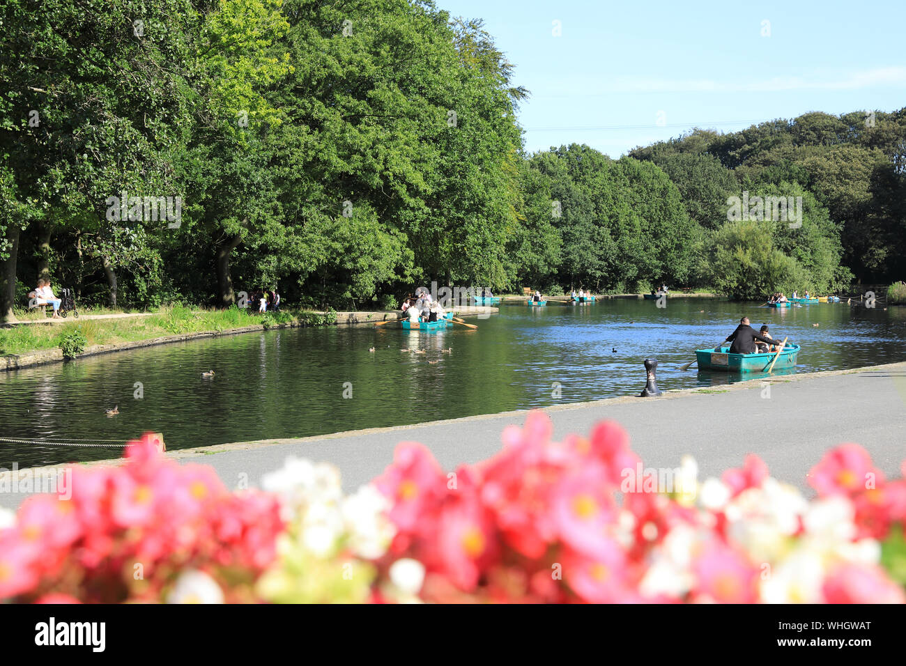 The boating lake in scenic Shibden Park, on the outskirts of Halifax ...